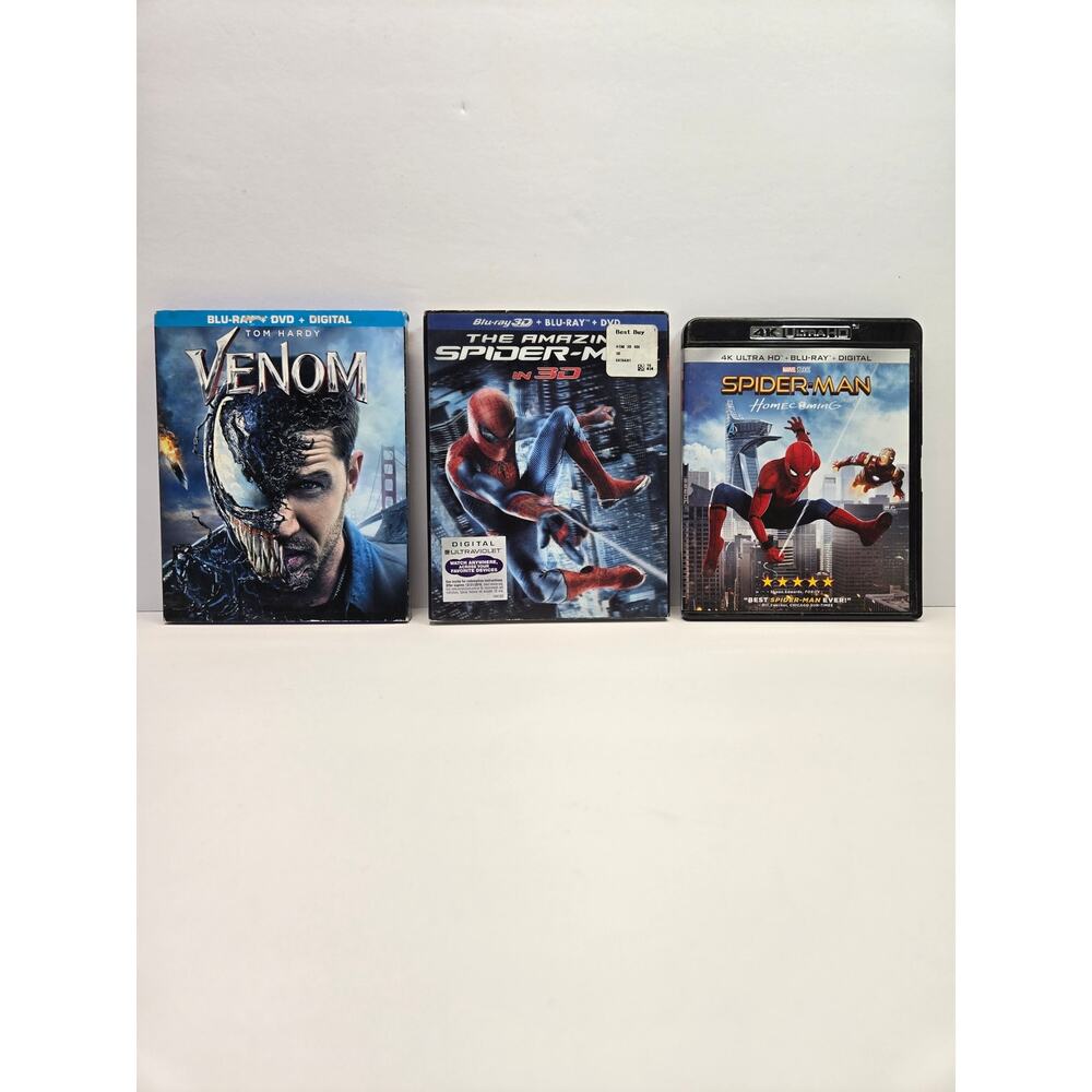Marvel 3D Spiderman | Venom | Spiderman Homecoming Blu-Ray Bundle | Disney Lot